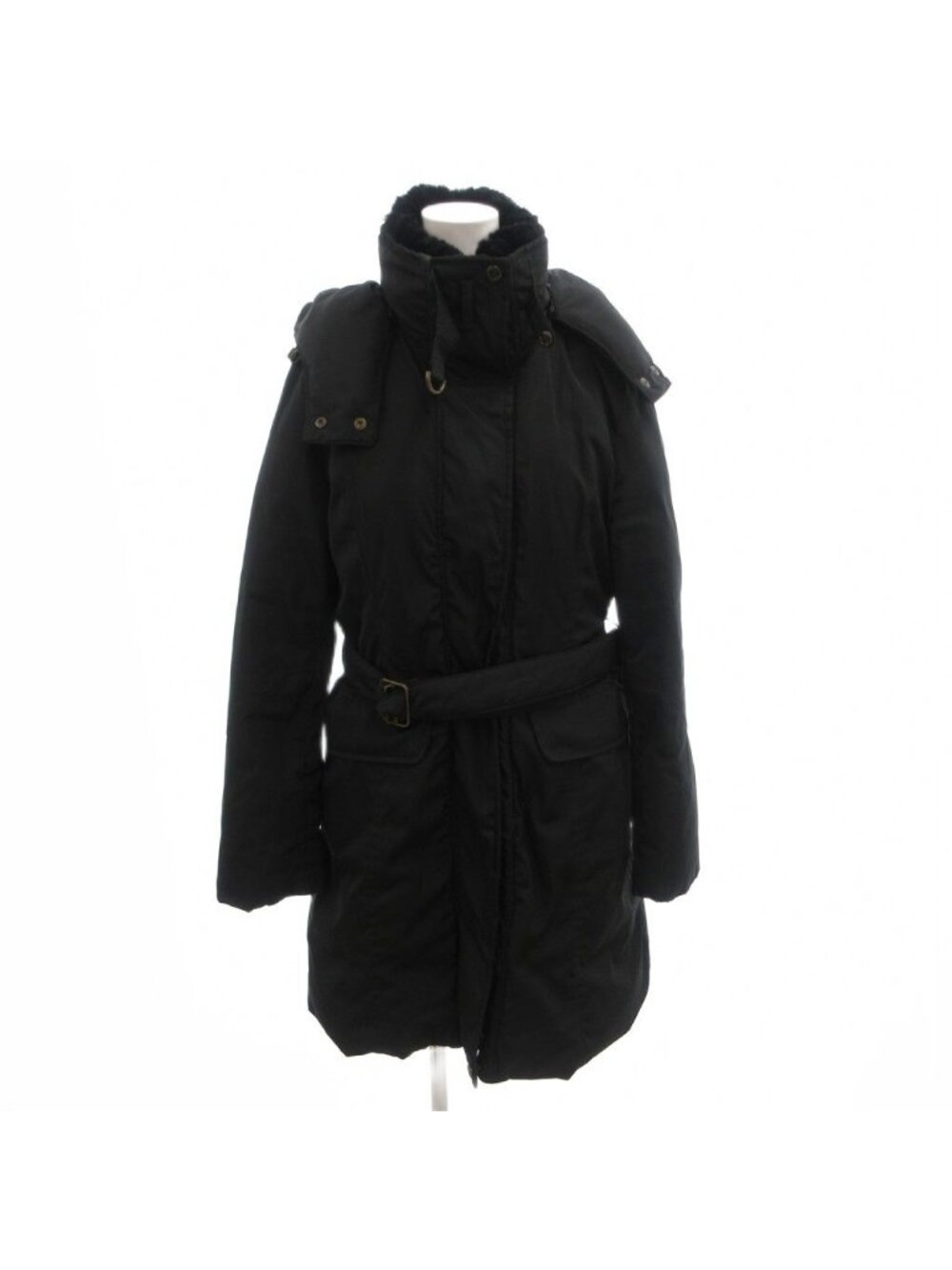 Max Mara Weekend Line Down Coat Alpaca Hood Knee Length 42 Black
